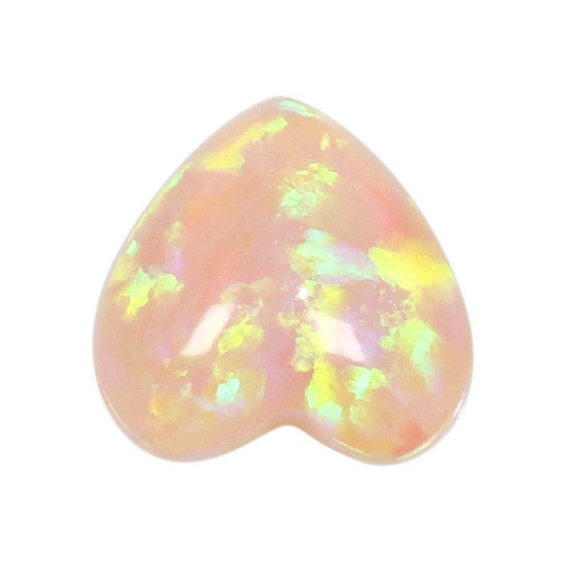 心形合成澳宝欧泊石裸石 人造蛋白石心形戒指批发#8C