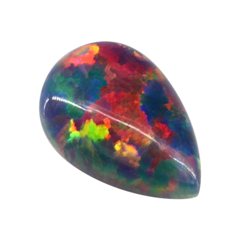 梨形合成欧泊石OPAL裸石 人造澳宝水滴形戒面平底钻OP29