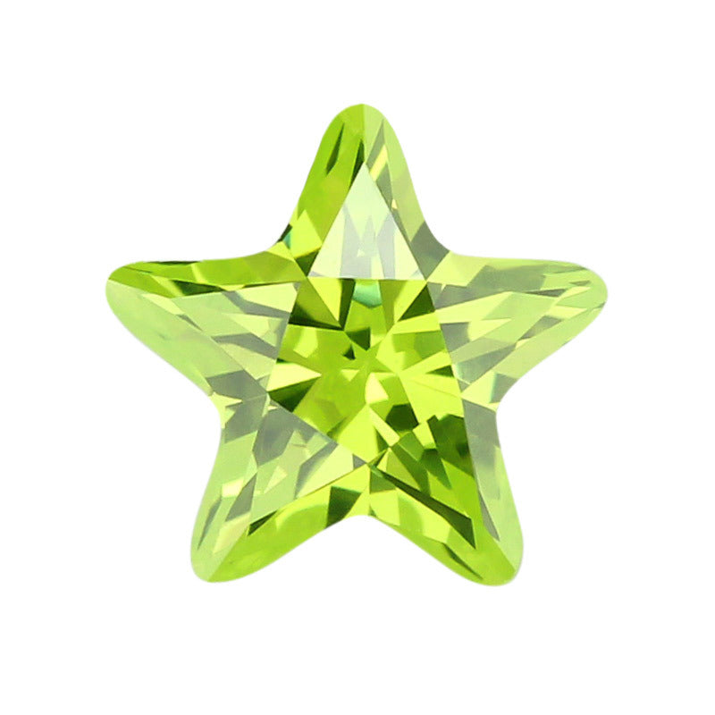 五角星形苹果绿色锆石裸石 星形梧州cz人造宝石皓石裸钻