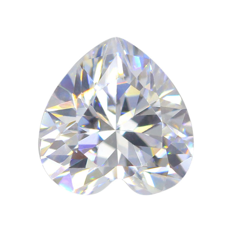 5A白色心形锆石裸石 桃心形透明CZ人造合成立方氧化锆