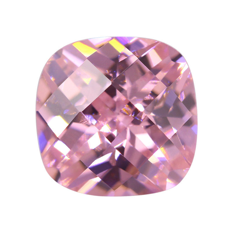 肥正方形尖底龟面粉红色锆石 肥方枕形格子面裸石批发