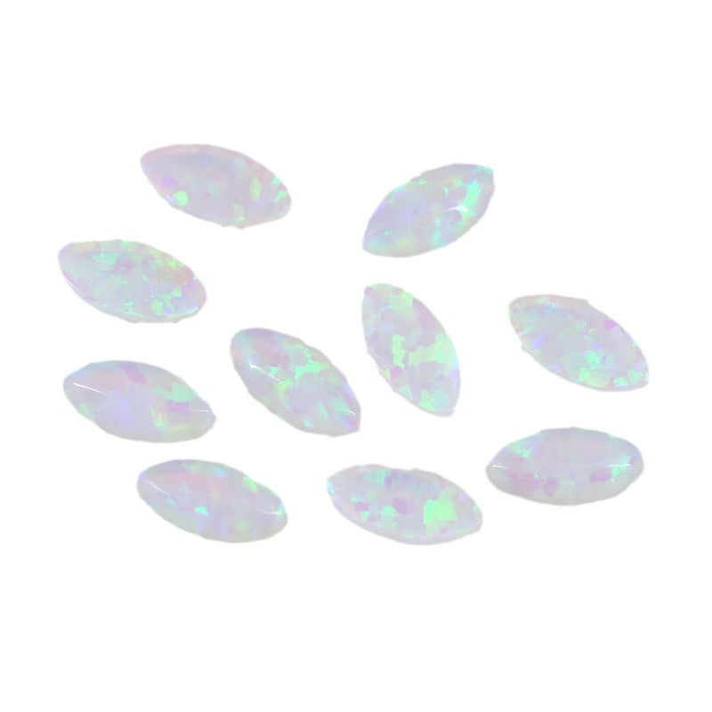 马眼形合成欧泊石裸石戒面 OPAL人造火彩澳宝平底钻OP16
