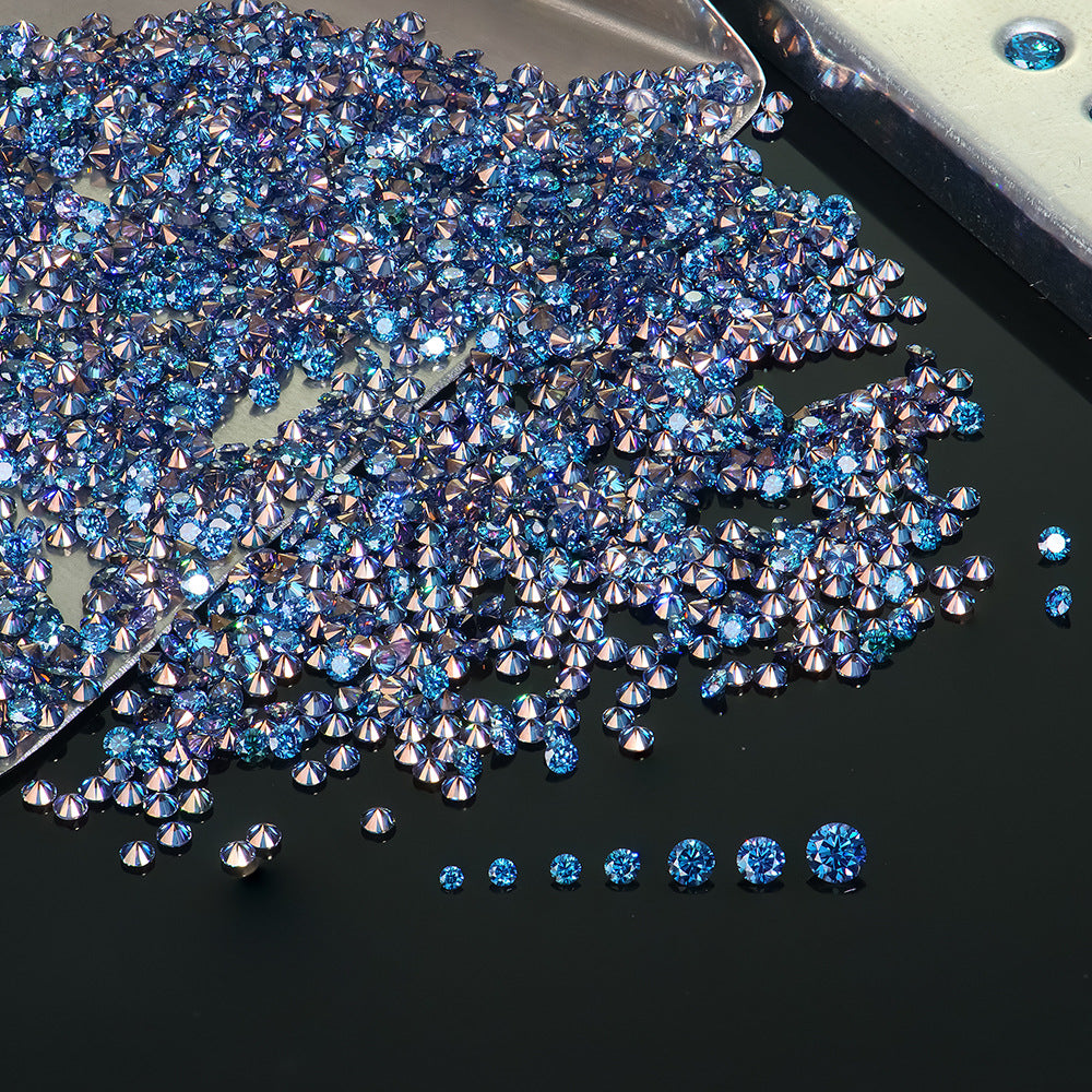 莫桑皇家蓝小圆形厂家源头批发现货直供戒指钟表首饰镶嵌厘石1ct