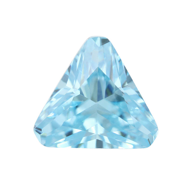 倒三角形浅海蓝色锆石裸石 倒三角浅海兰戒面人造CZ皓石