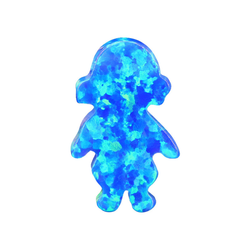 合成澳宝欧泊石OPAL深蓝色 小女孩饰品素面戒面项链OPO5