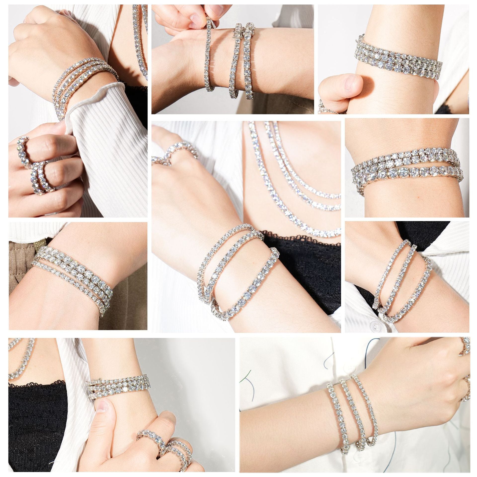 6mm【精工高品】S925纯银网球手链男粗小众设计高级感莫桑石手链