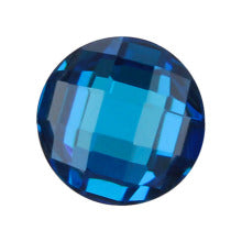 圆形深海蓝色双龟面锆石裸石 格子面深海兰立方氧化锆