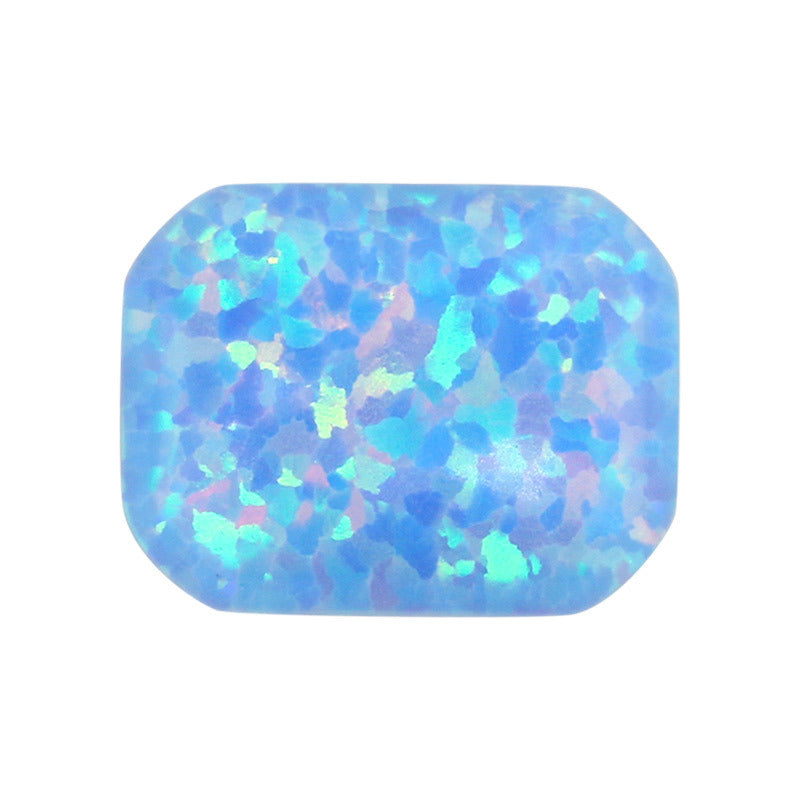 长方倒角平底素面人造欧泊石 浅蓝色合成澳宝裸石OP26