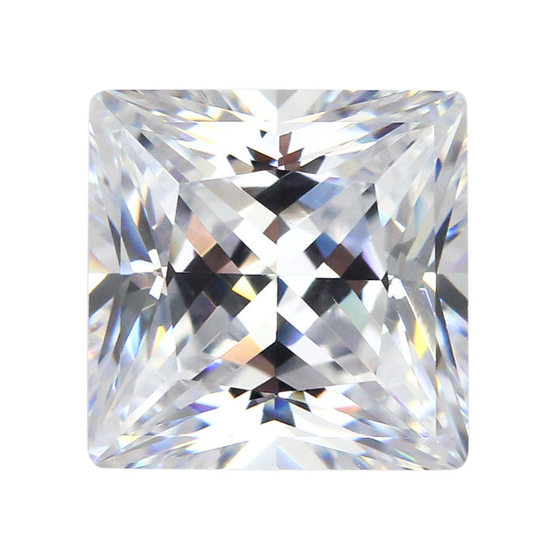 9A爆闪公主方白色锆石裸石 正方直角CZ钻珠宝主石戒面钻