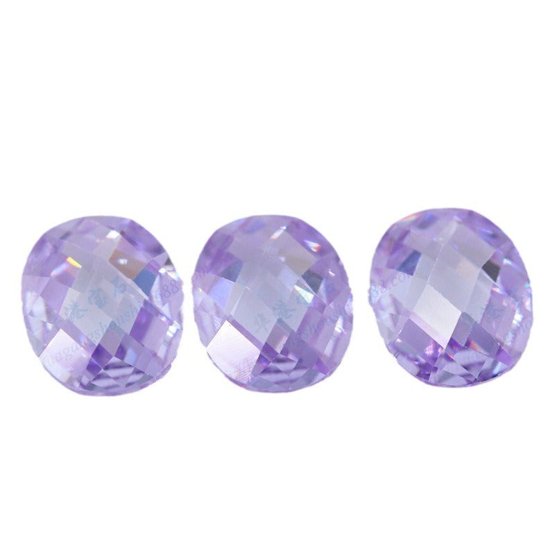 蛋形变蓝色双龟面锆石裸石 椭圆形格子面变兰色CZ宝石批