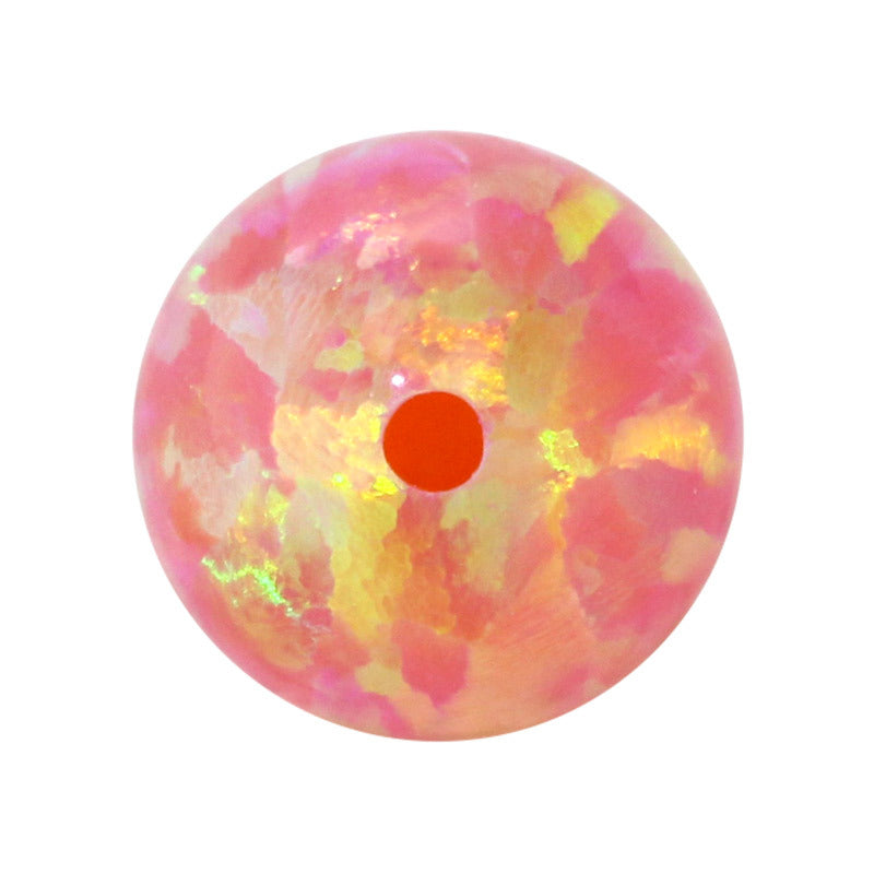 半孔球形OPAL仿欧泊石宝石裸石 人造圆珠深粉澳宝OP07