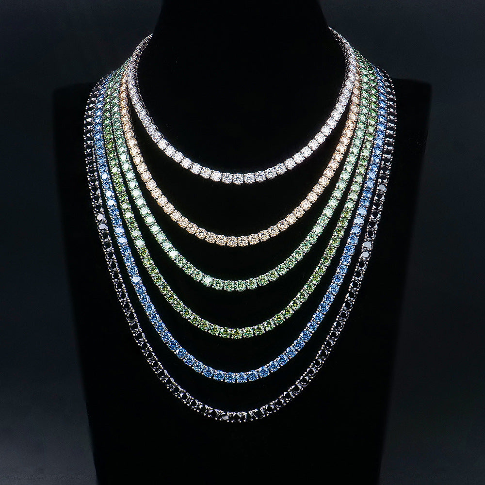 跨境5mm彩色莫桑石网球项链配饰女夏季男女轻奢简约高级感