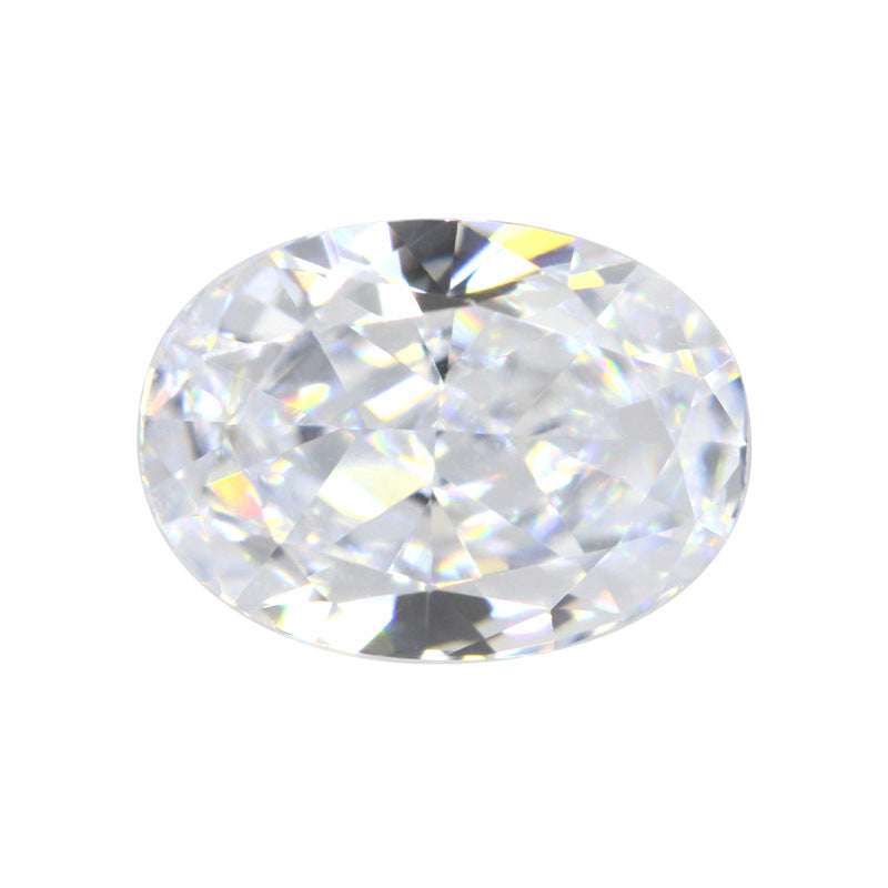9A蛋形冰花切白色高碳钻 椭圆形锆石CZ裸石戒面主石批发