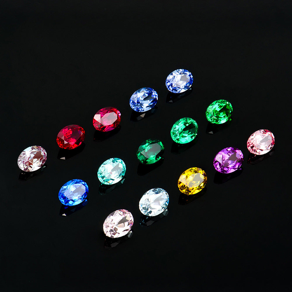 培育彩宝梧州人工合成祼石批发异形绿红黄蓝紫首饰戒面配主石