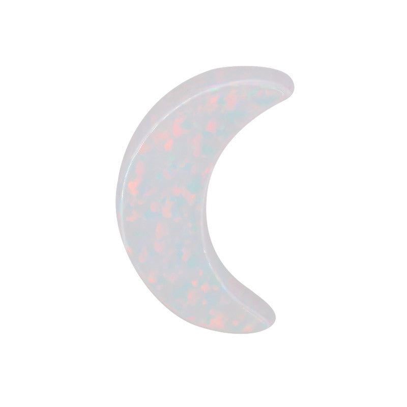 合成澳宝欧泊石OPAL 几何月亮白色通孔平底素面项链OP18