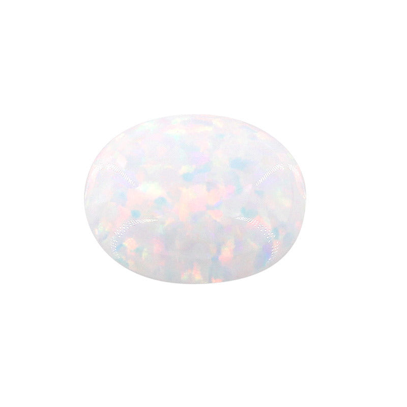 蛋形合成欧泊石OPAL裸石人造澳宝白色椭圆形平底OP18