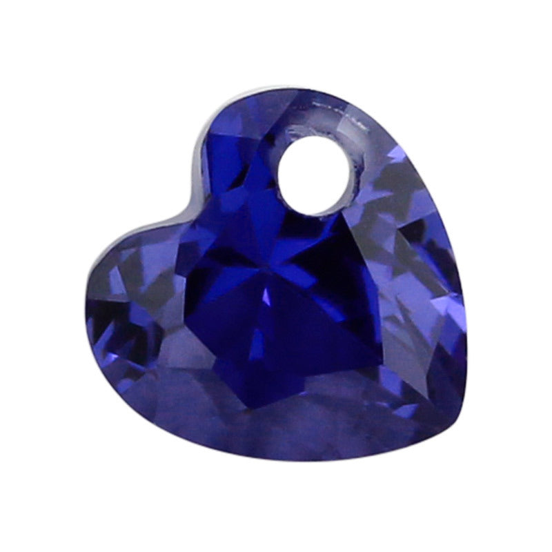 右边单孔心形坦桑蓝锆石裸石批发 人造合成坦桑兰宝石