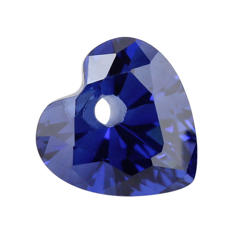 中间单孔心形坦桑蓝锆石裸石批发 人造合成坦桑兰宝石