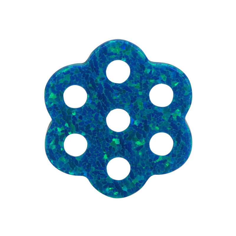 合成澳宝欧泊石OPAL六边花 素面平底裸石戒面项链OP36