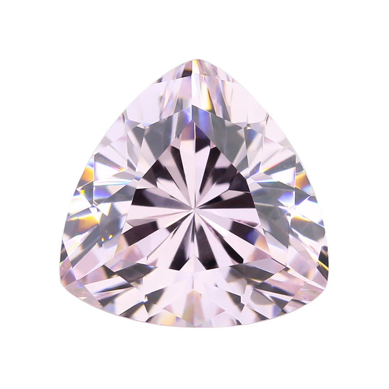 5A肥三角浅粉红锆石裸石 胖三角CZ皓石宝石批发工厂戒指