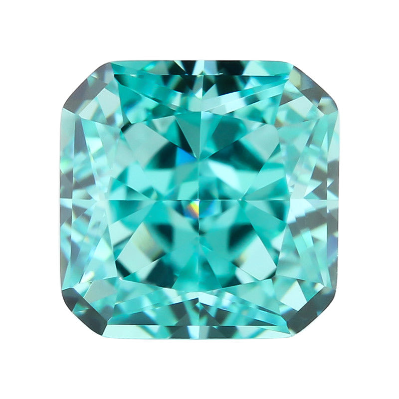 9A冰花切帕拉伊巴色正方倒角裸石 高碳钻锆石戒指主石