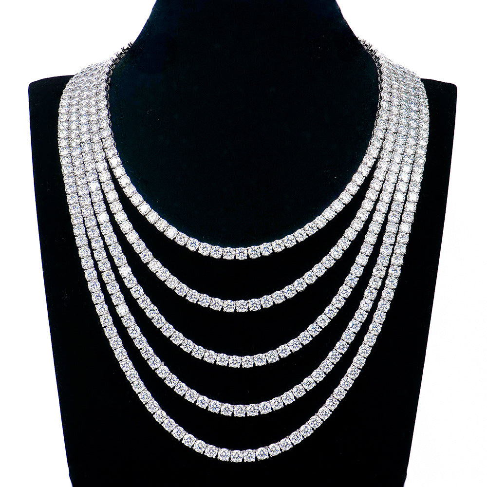 新款5mm莫桑石网球项链女款网球链简约高级感首饰项饰品女