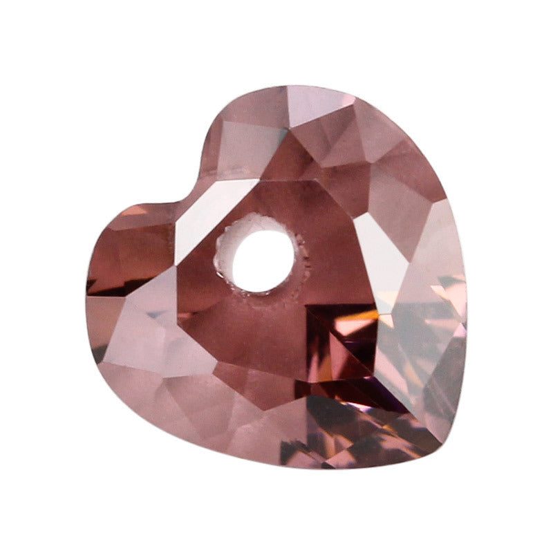 中间单孔心形胭锆裸石宝石批发 胭脂色宝石戒面人造CZ
