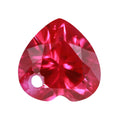 单孔心形5#红刚玉裸石戒面 带孔人工合成红宝石Ruby批发