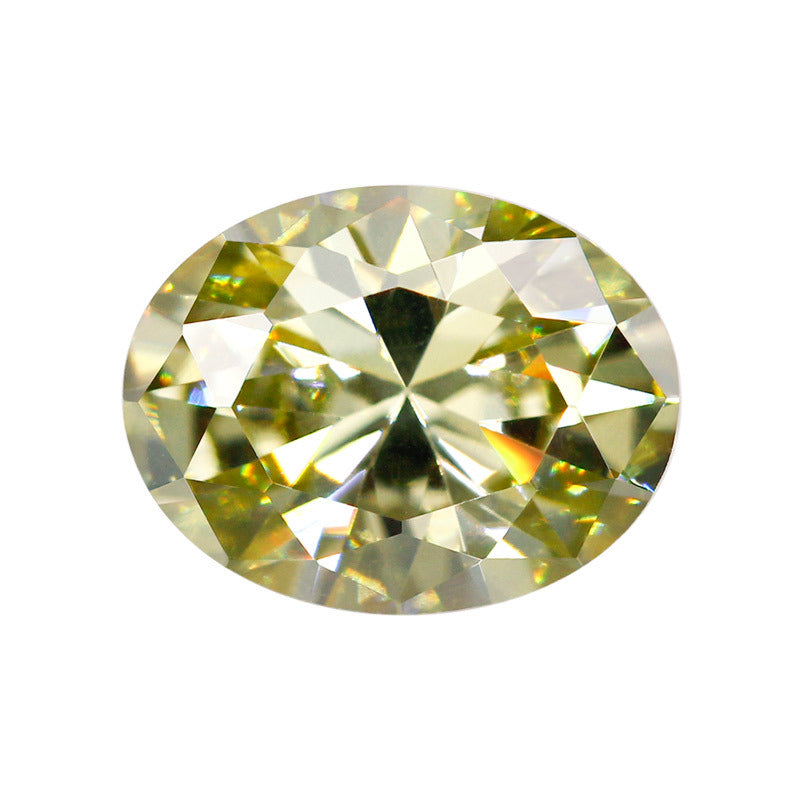 镀金黄底蛋形橄榄黄色锆石裸石 椭圆形美甲钻宝石合成CZ