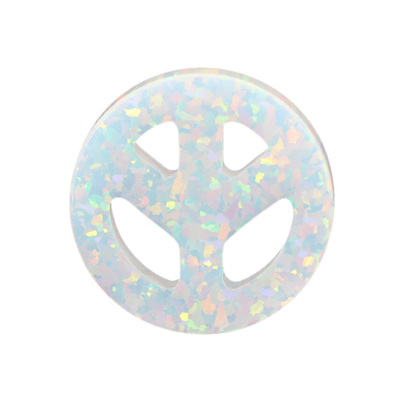 合成澳宝欧泊石OPAL 和平标志双孔素面吊坠裸石白色OP17