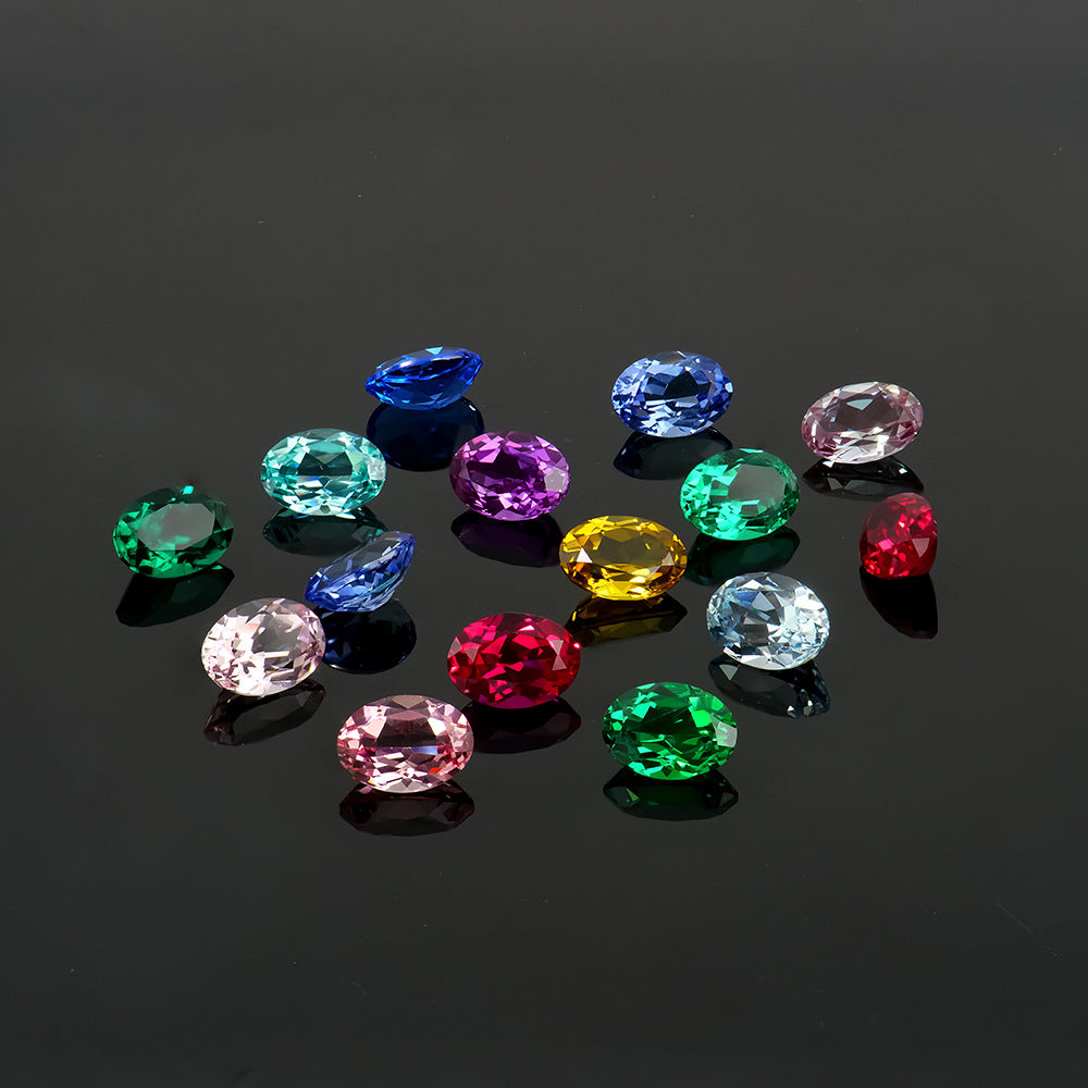 培育彩宝梧州人工合成祼石批发异形绿红黄蓝紫首饰戒面配主石