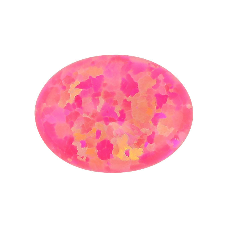 蛋形合成欧泊OPAL石裸石 人造澳宝椭圆形艳粉色平底OP43