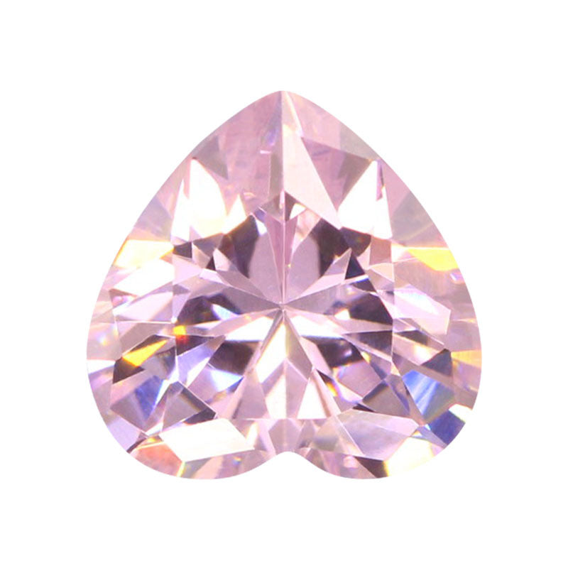 心形浅粉红色锆石裸石戒面 人造合成立方氧化锆CZ钻批发