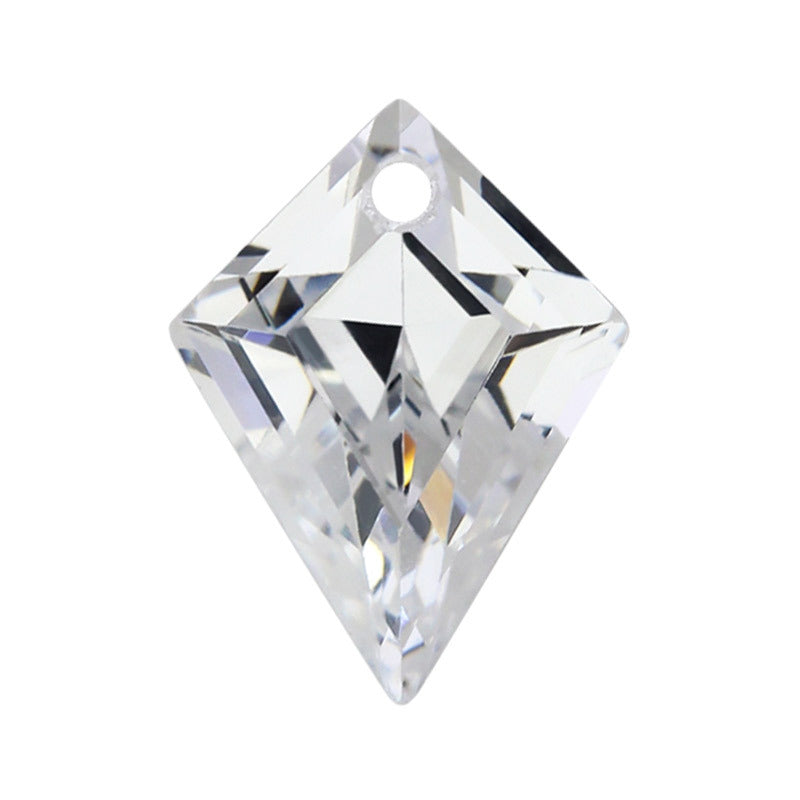 宽头单孔白色合成立方氧化锆石裸石 风筝形异形耳钉戒面