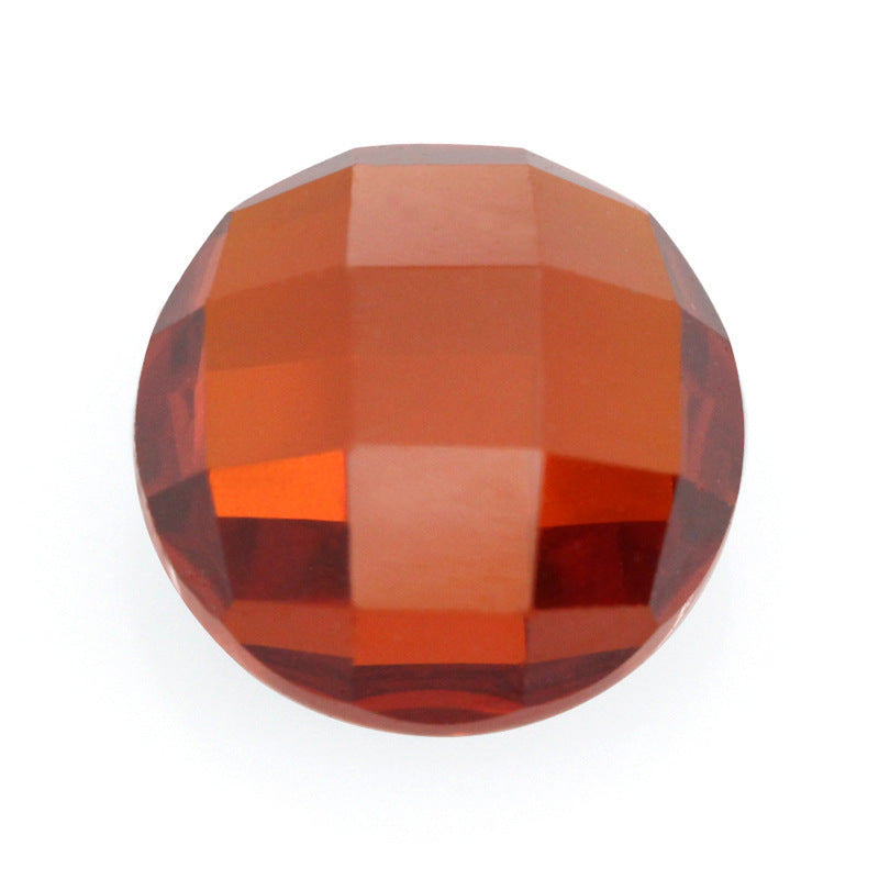 圆形平底龟面桔红锆石裸石 橘红色CZ散珠镶嵌吊坠首饰品