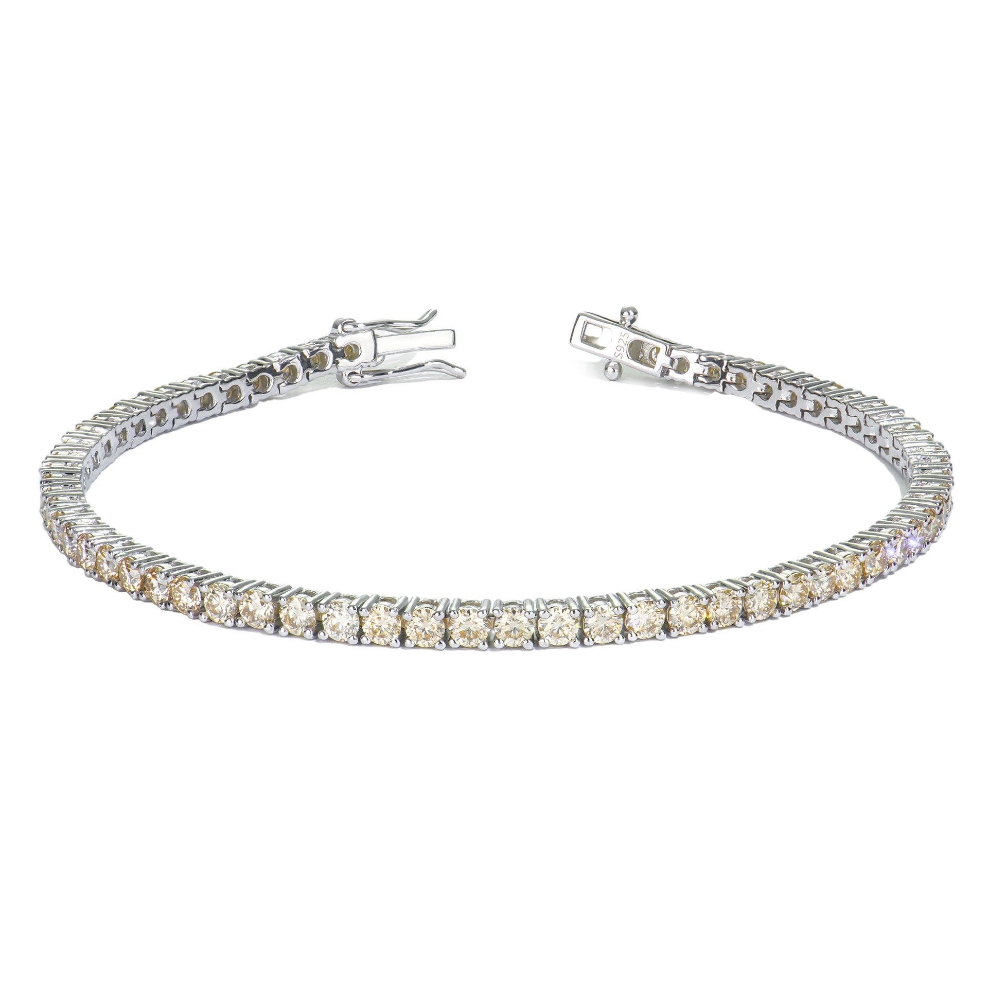 5MM跨境满镶莫桑石项链简约高级感S925银彩色网球项链配饰女长款