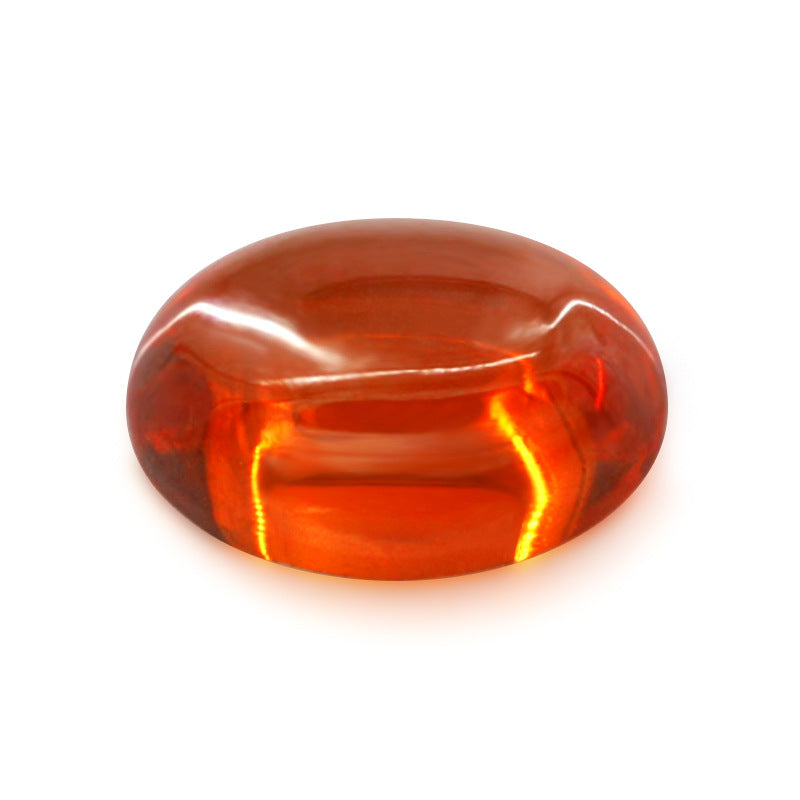 蛋形平底素面桔红锆石裸石 椭圆形弧面合成仿钻橘红裸钻