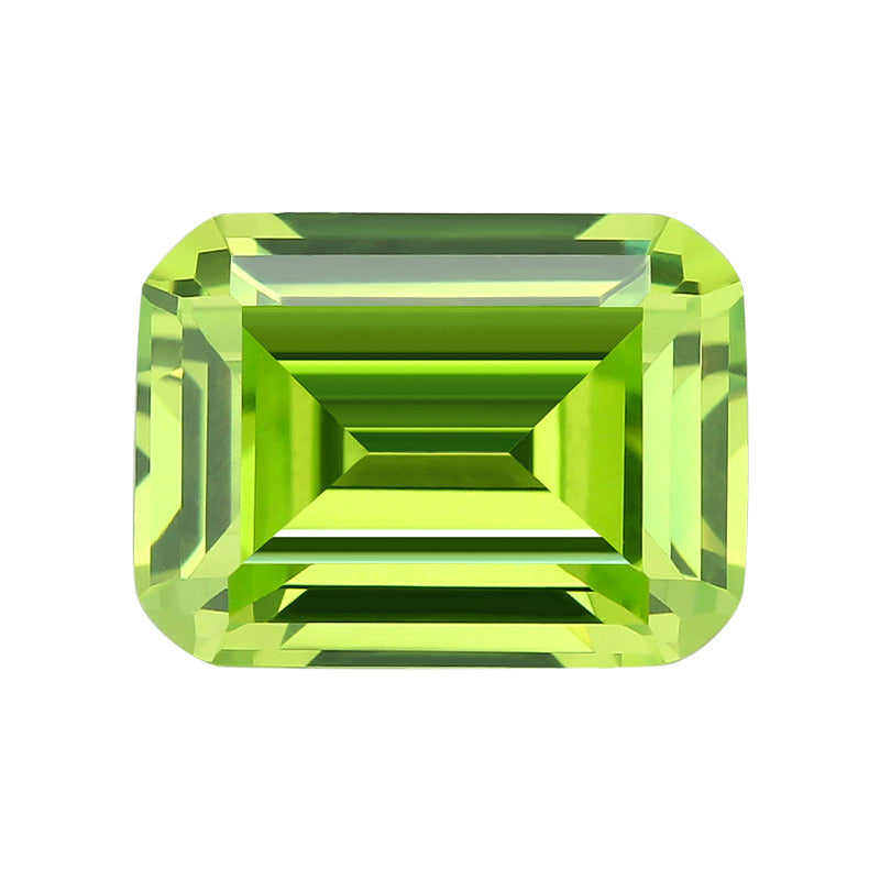 长方形倒角车平苹果绿色锆石裸石 祖母绿切割合成CZ戒面