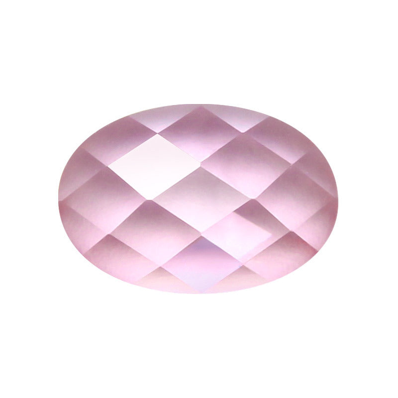 蛋形平底龟面粉红色锆石批发 椭圆形皓石格子面锆裸石