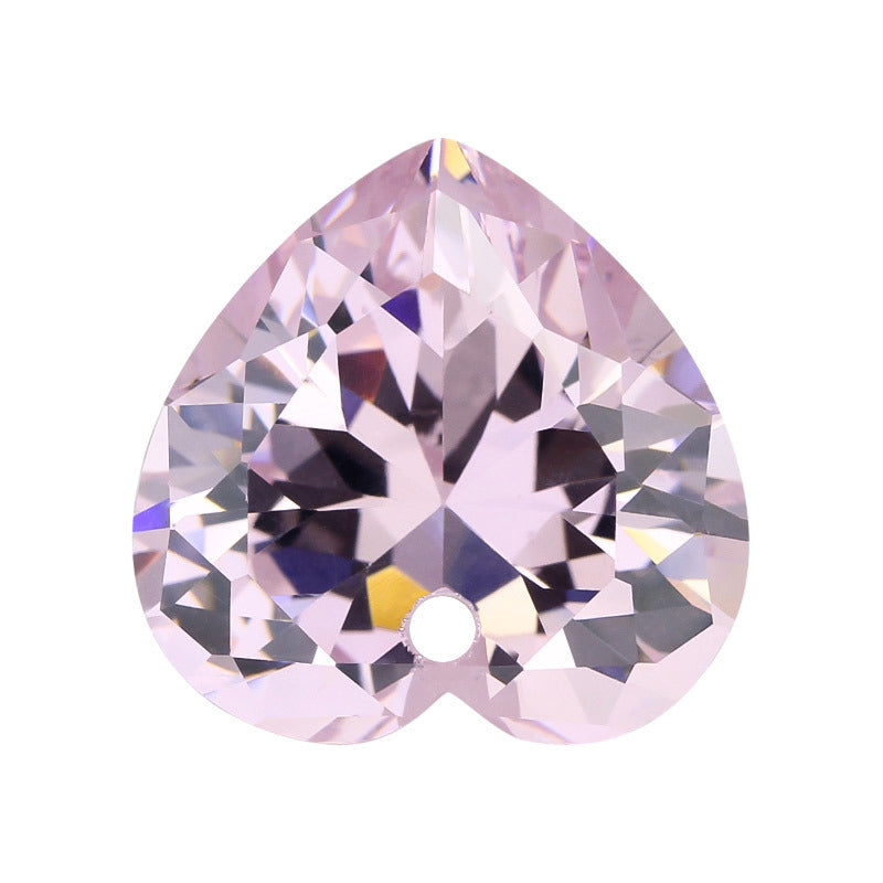 中间单孔心形浅粉红色锆石裸石戒面 人造合成立方氧化锆