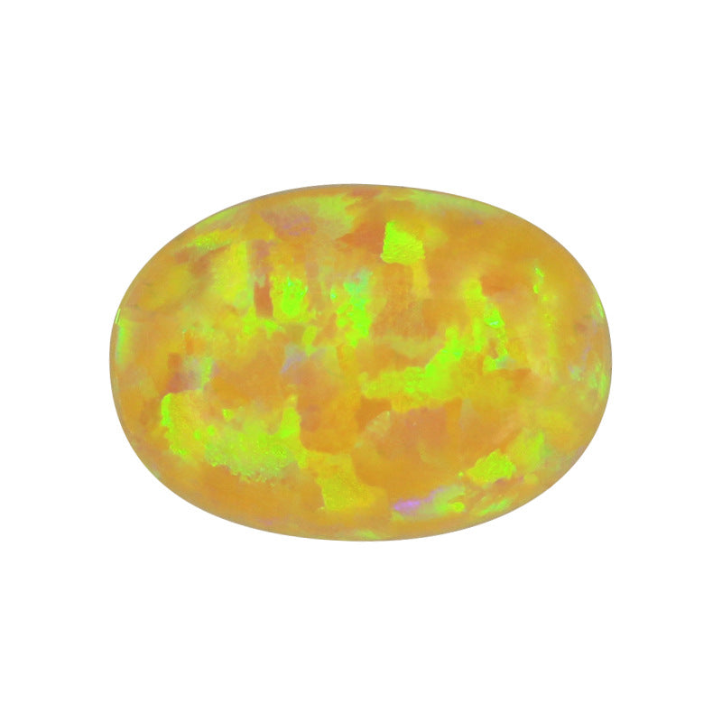 蛋形OPAL合成欧泊石裸石 黄色人造澳宝椭圆形平底OP28