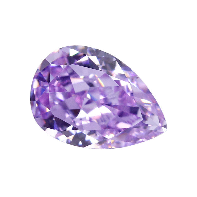 9A梨形冰花切紫色高碳钻 水滴形锆石CZ裸石戒面主批发