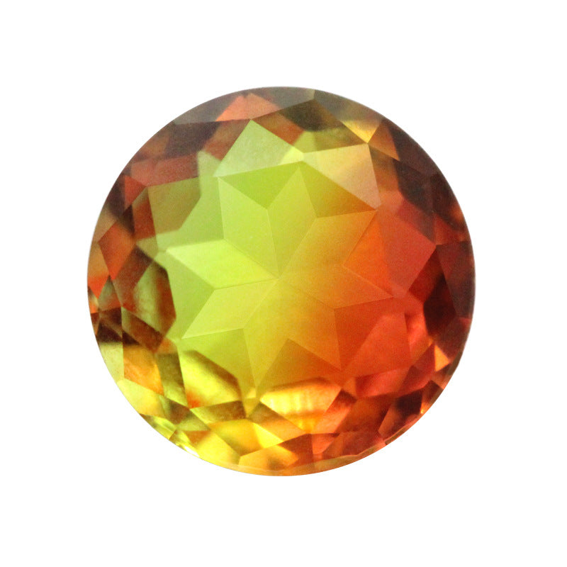 圆形西瓜碧玺玻璃裸石 拼色合成宝石戒指饰品主石BX01