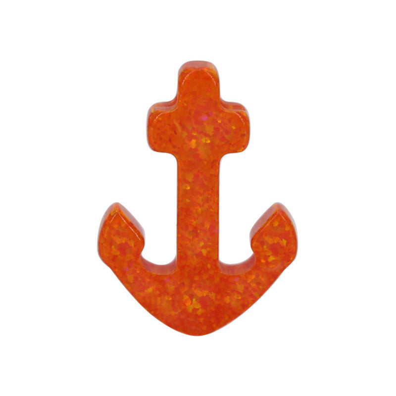 合成澳宝欧泊石OPAL 船锚耳钉素面镶嵌裸石戒面项链#16A