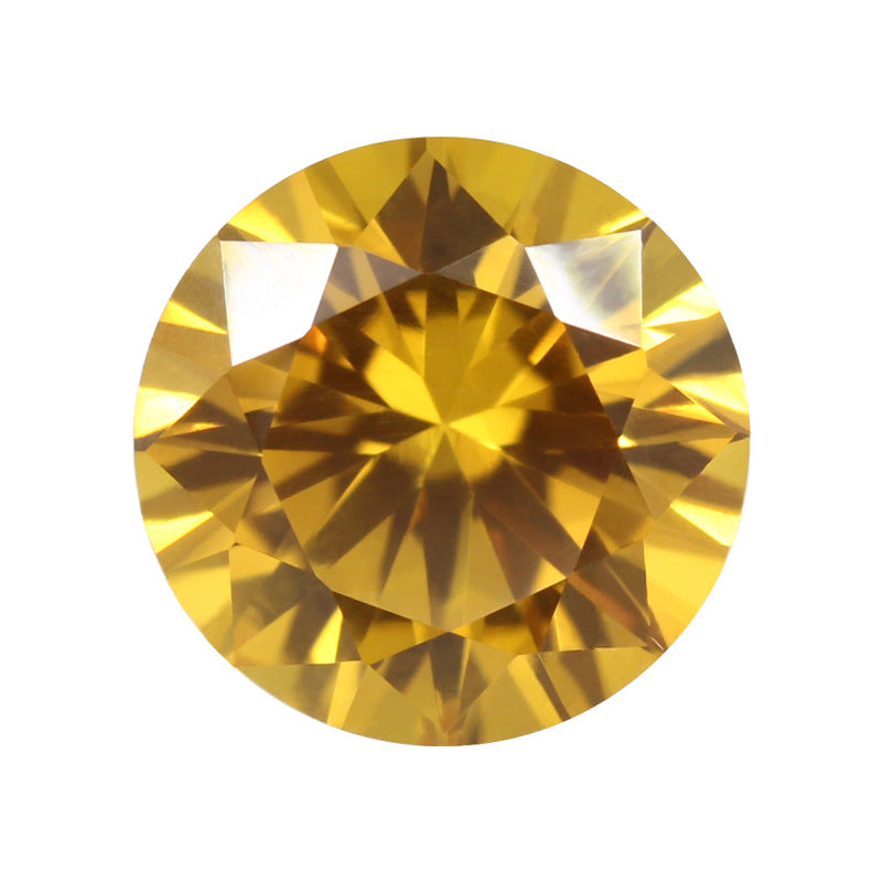 22#橙刚玉戒面裸石 圆形戒面黄色刚玉合成黄宝石仿钻