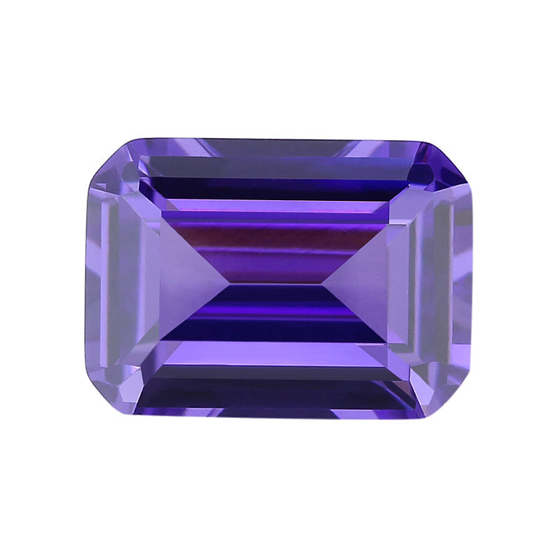 长方倒角车平紫蓝色锆石CZ裸石 紫兰祖母绿切割合成戒面