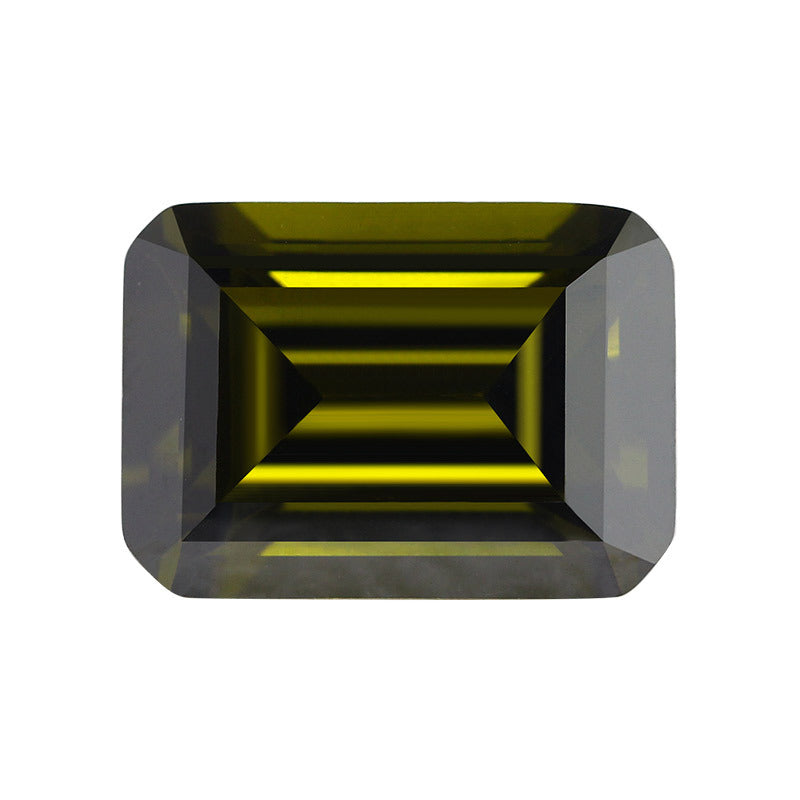 长方形倒角车平橄榄绿色锆石裸石 祖母绿切割戒面批发