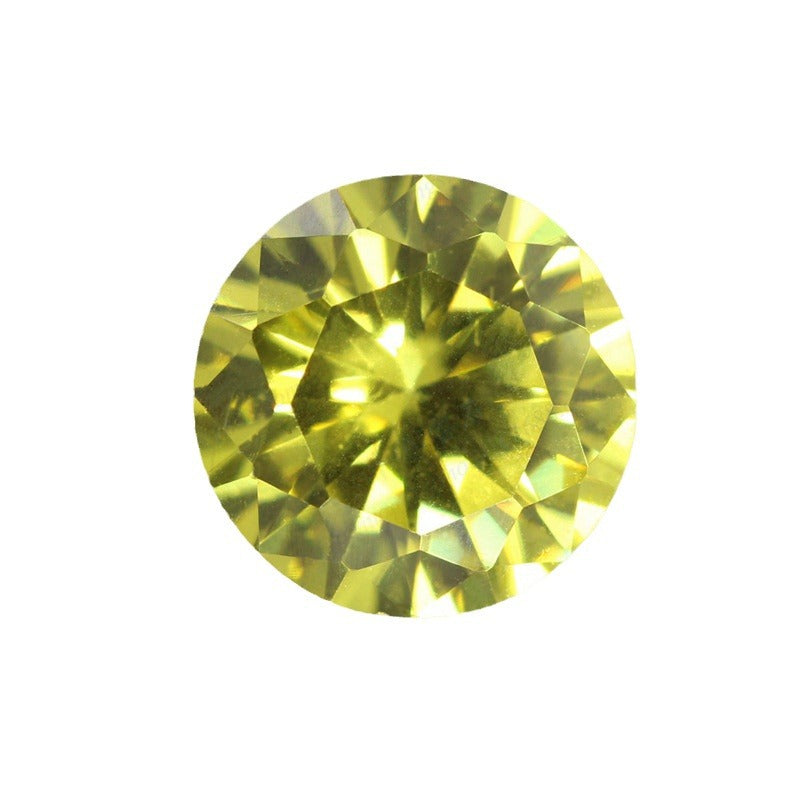 圆形橄榄黄色锆石裸石批发 人造彩色宝石水钻美甲钻配石