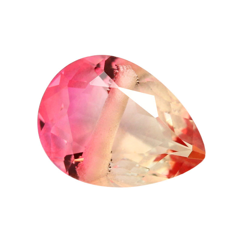 横穿孔梨形合成西瓜碧玺玻璃裸石 水滴形渐变色单孔BX09
