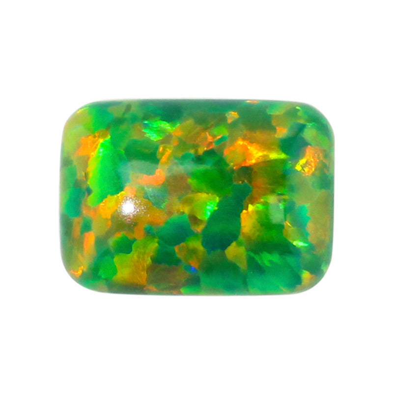 长方倒角平底素面人造欧泊石 绿色合成澳宝宝石裸石OP21